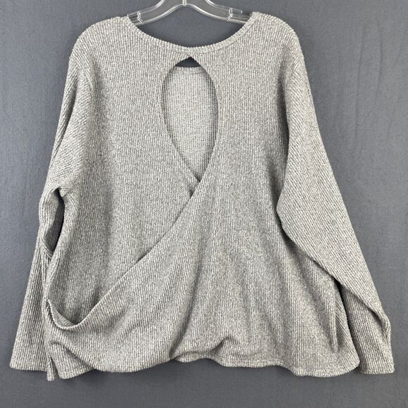 Align Collective Gray Cozy Open Back Crossover Pullover Sweater Women’s Sz 3x - Picture 5 of 5